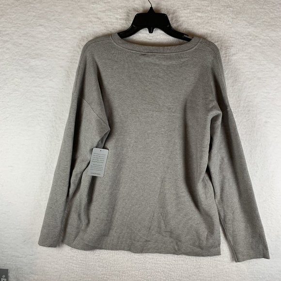 WAYF Kerry Henley‎ Sweater Womens Size Medium Gray Heather Print Side Slit 6421 - Picture 8 of 10